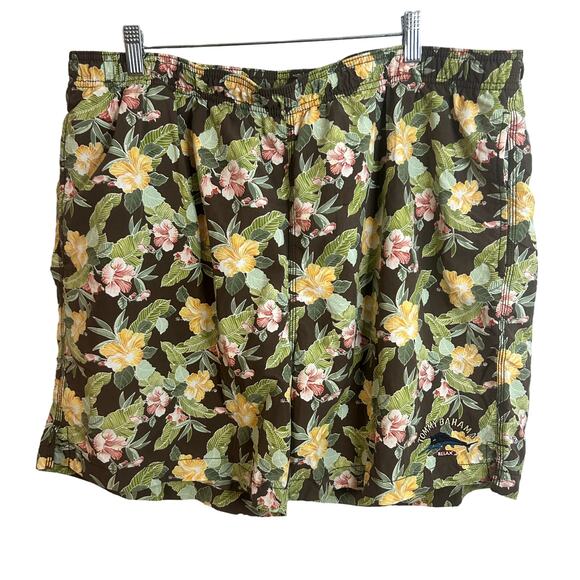 Tommy Bahama Swim Trunks Mens Size XL Gray Floral Resort Hawaii Preppy Gorpcore - Picture 1 of 5